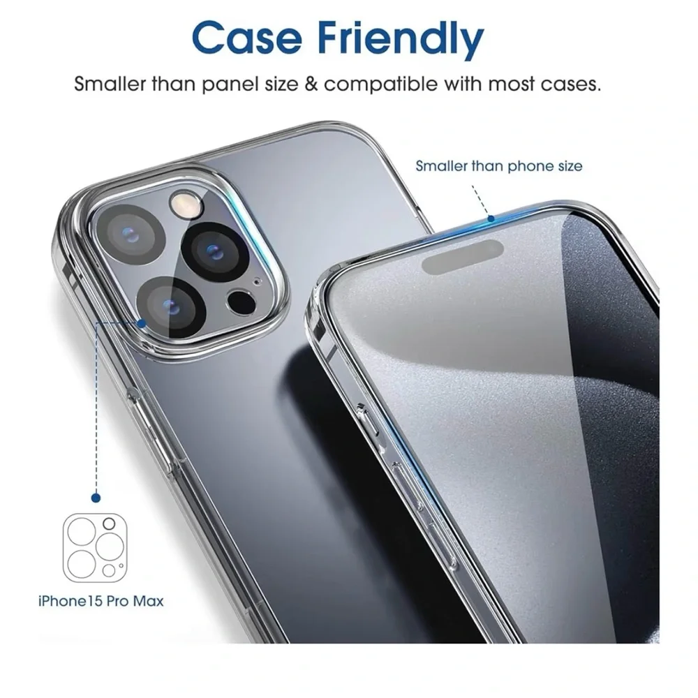 Tempered Glass Screen Protector for iPhone 15 Pro Max- Clear 2+2 Pack NWT